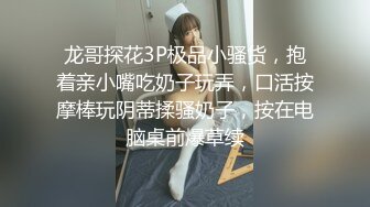 龙哥探花3P极品小骚货，抱着亲小嘴吃奶子玩弄，口活按摩棒玩阴蒂揉骚奶子，按在电脑桌前爆草续